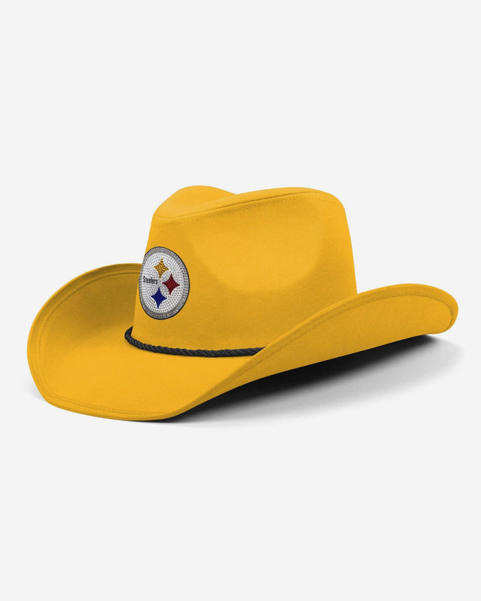 Pittsburgh Steelers Team Color Rhinestone Logo Cowboy Hat FOCO - FOCO.com