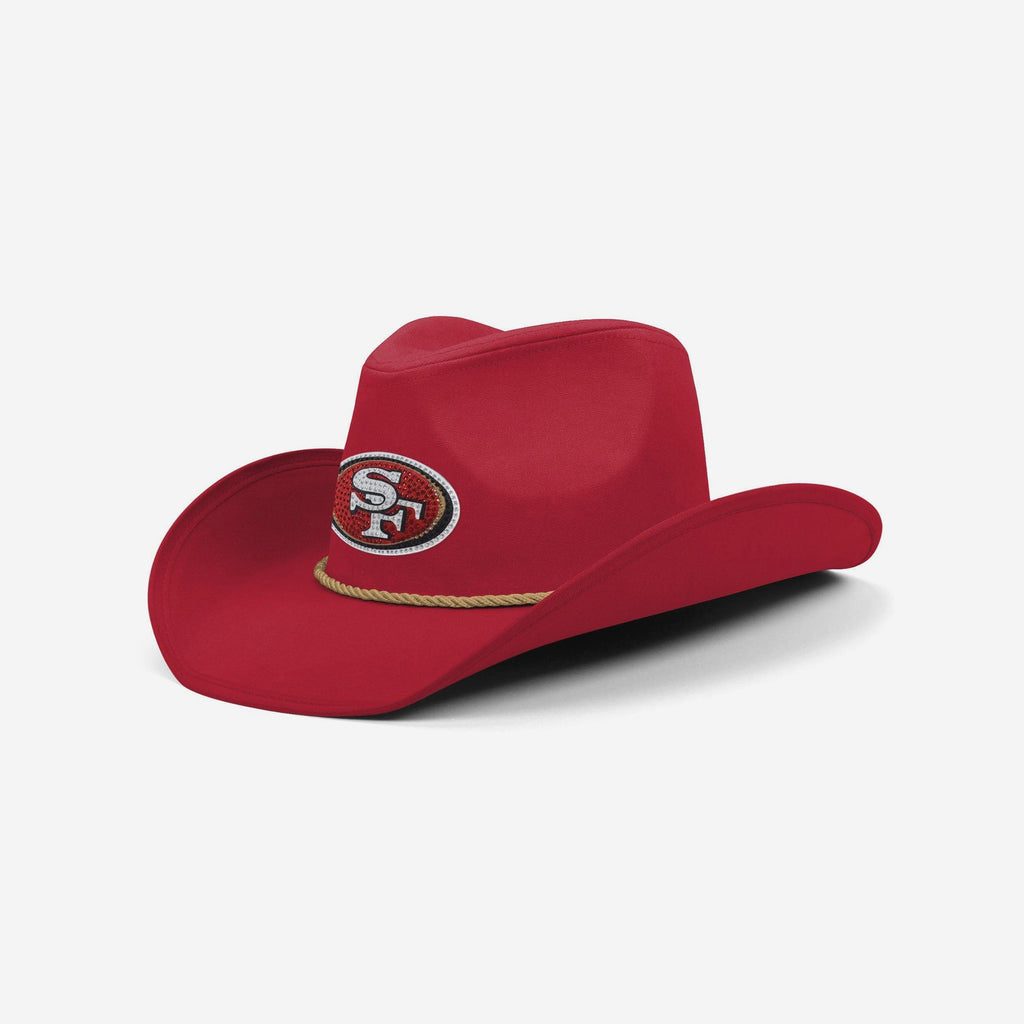 San Francisco 49ers Team Color Rhinestone Logo Cowboy Hat FOCO - FOCO.com