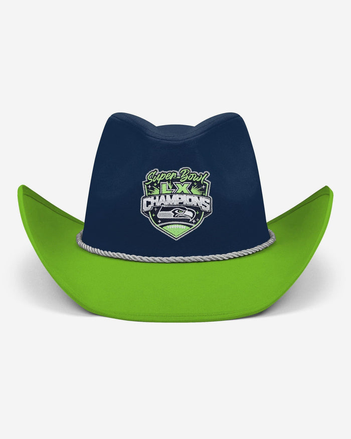 Seattle Seahawks Super Bowl LX Champions Two Tone Cowboy Hat FOCO - FOCO.com