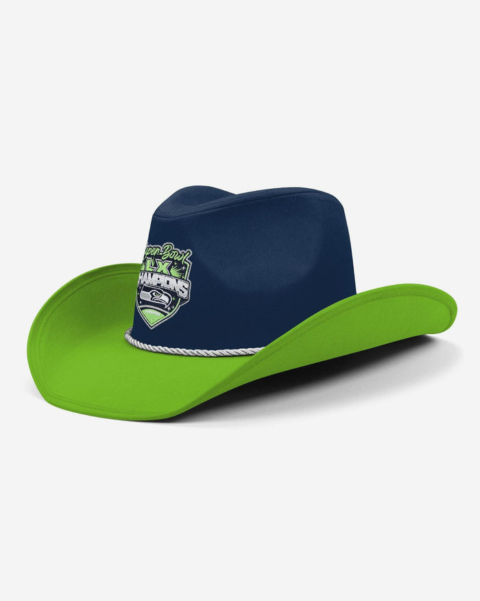 Seattle Seahawks Super Bowl LX Champions Two Tone Cowboy Hat FOCO - FOCO.com