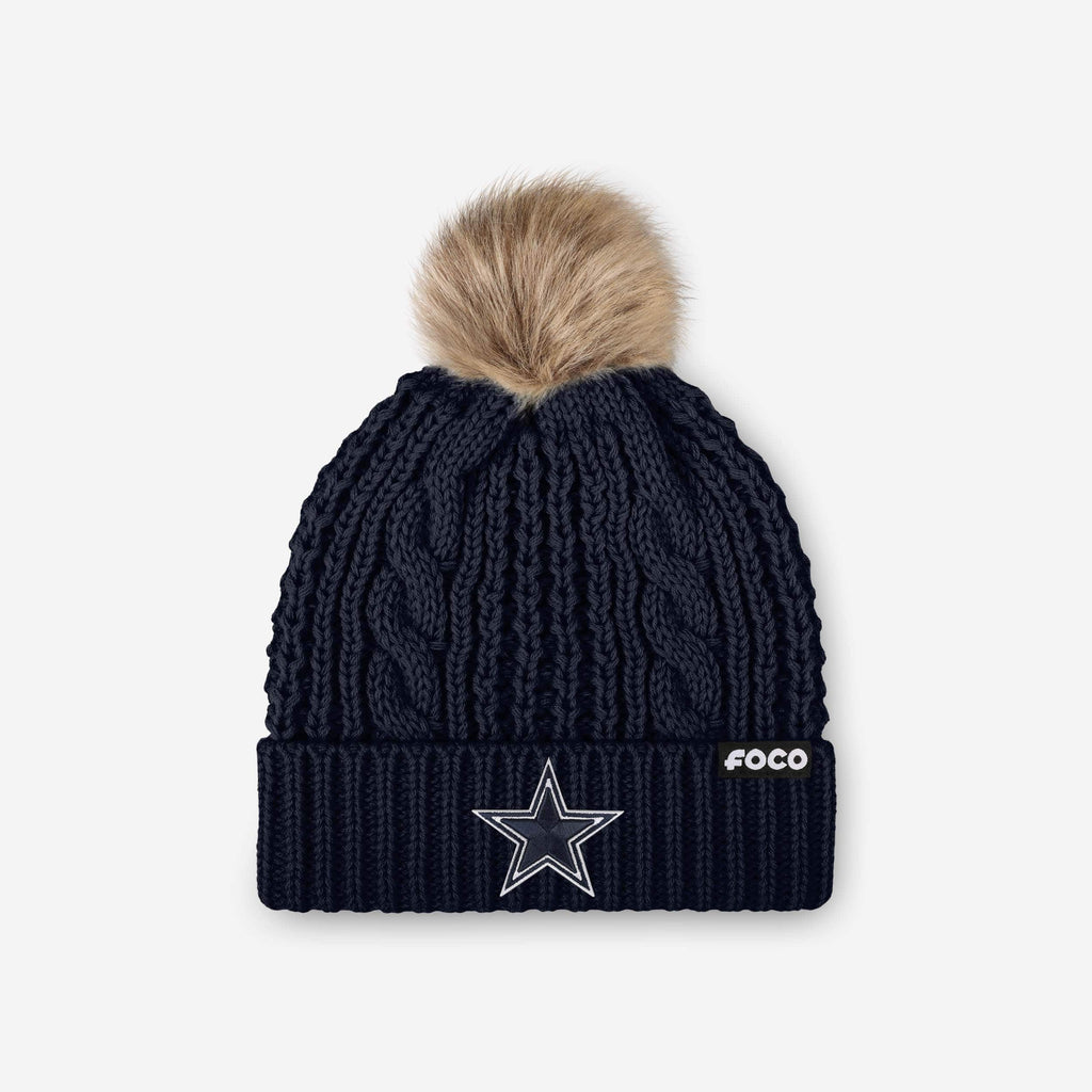 Dallas Cowboys Womens Faux Fur Pom Beanie FOCO - FOCO.com