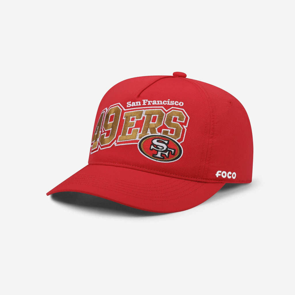 San Francisco 49ers Wavy Wordmark Poly Marquee RF Cap FOCO - FOCO.com