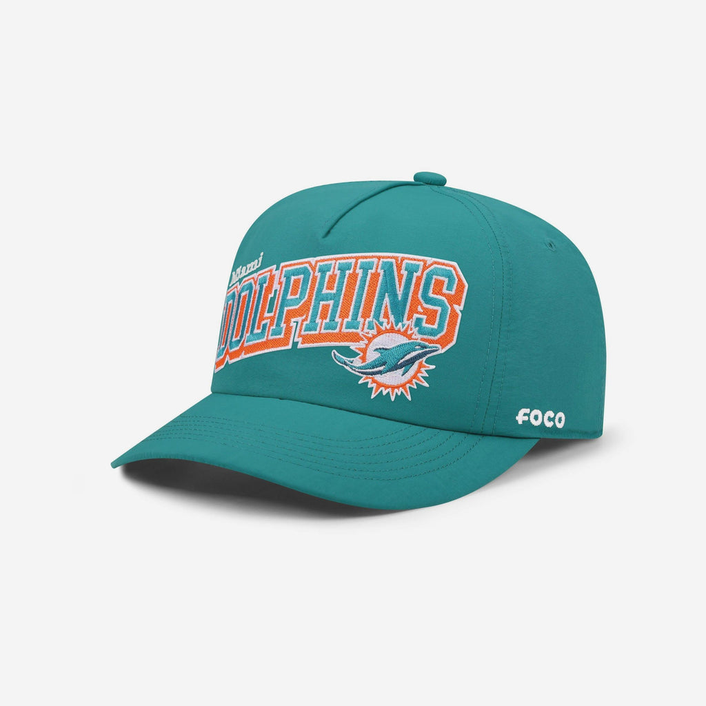 Miami Dolphins Wavy Wordmark Poly Marquee RF Cap FOCO - FOCO.com