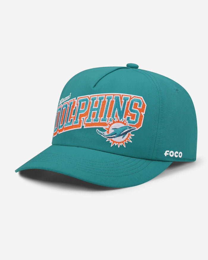 Miami Dolphins Wavy Wordmark Poly Marquee RF Cap FOCO - FOCO.com
