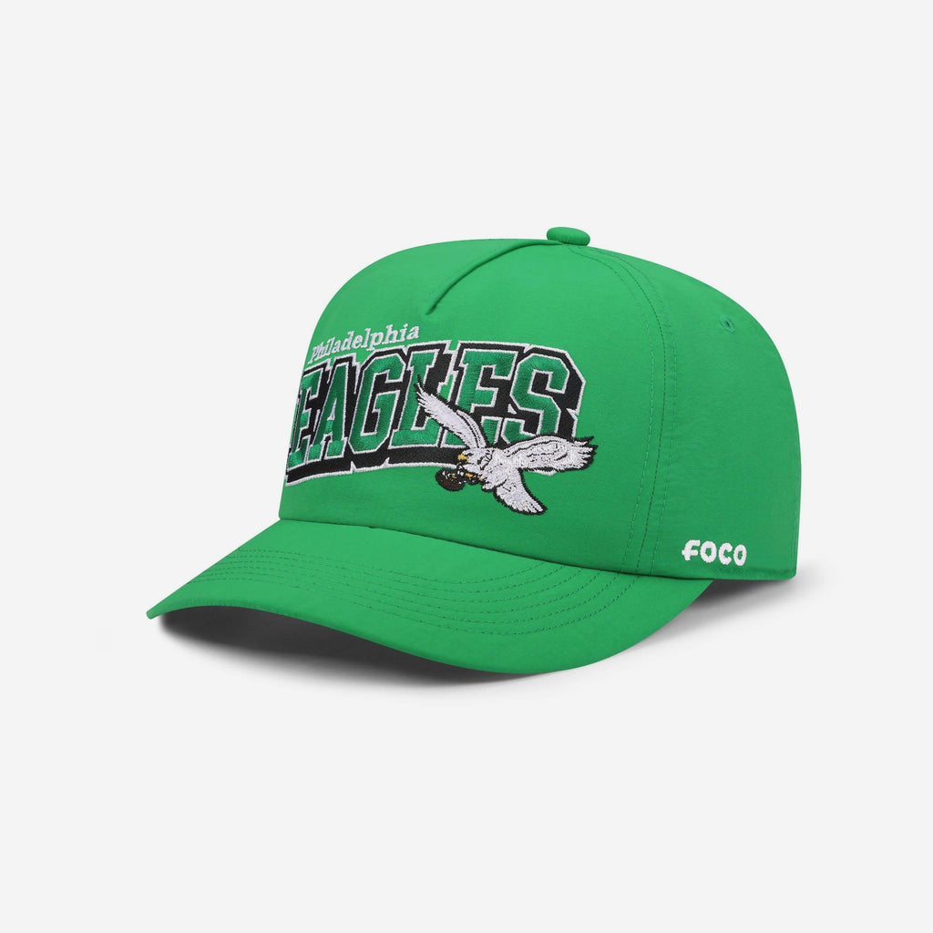 Philadelphia Eagles Kelly Green Wavy Wordmark Poly Marquee RF Cap FOCO - FOCO.com
