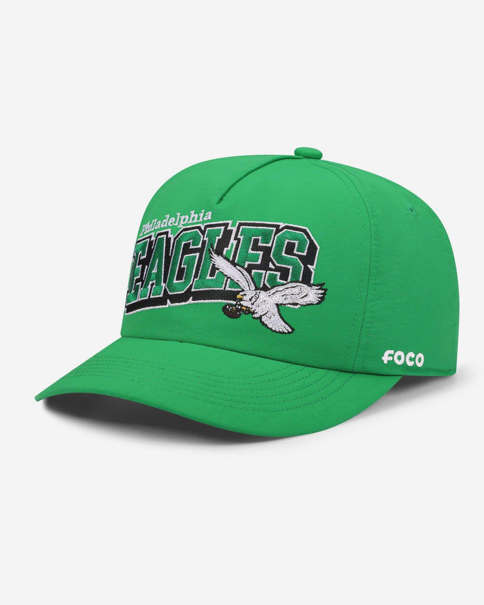 Philadelphia Eagles Kelly Green Wavy Wordmark Poly Marquee RF Cap FOCO - FOCO.com
