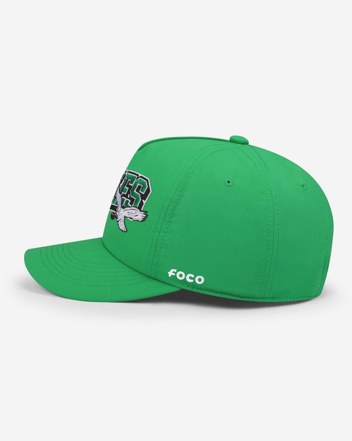 Philadelphia Eagles Kelly Green Wavy Wordmark Poly Marquee RF Cap FOCO - FOCO.com