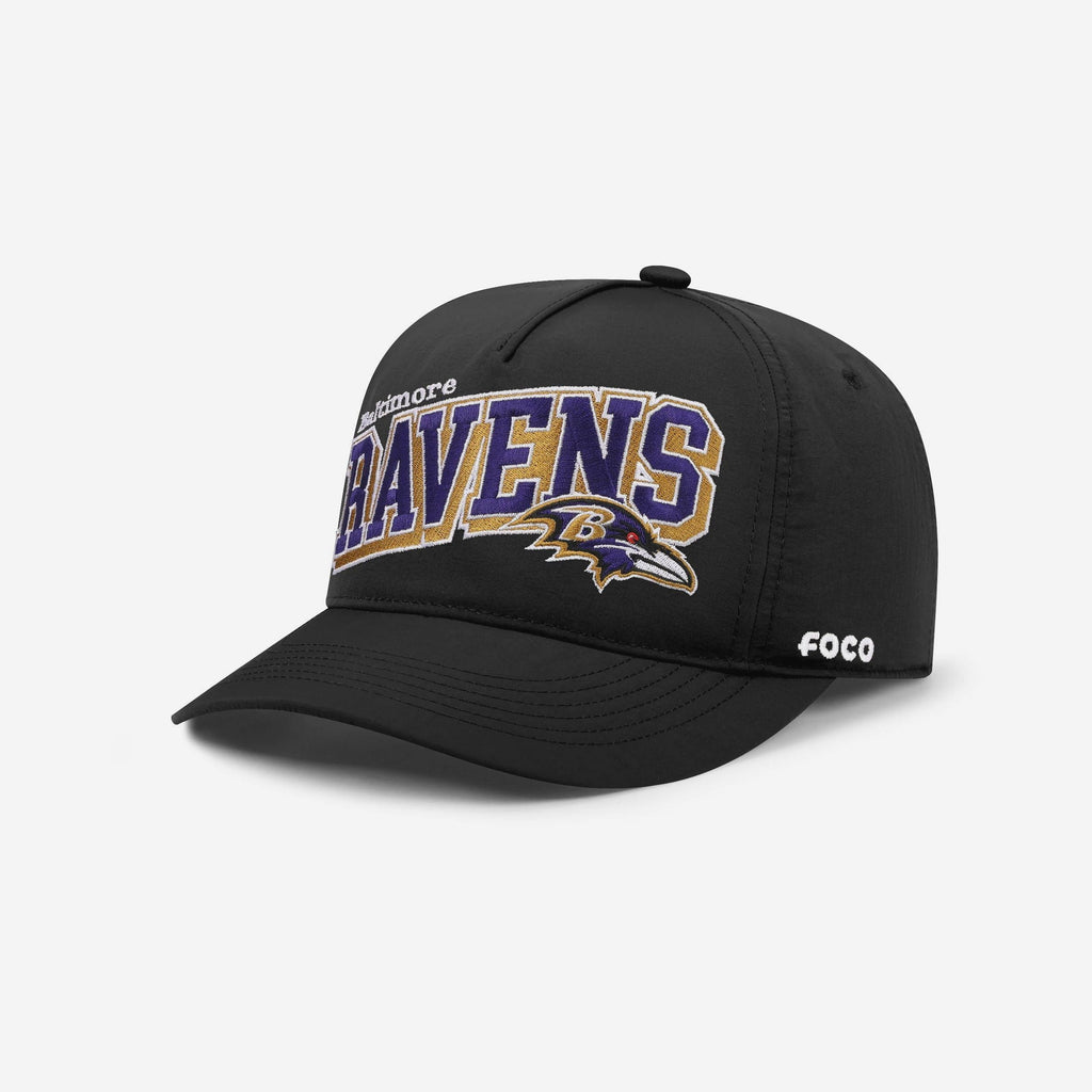 Baltimore Ravens Wavy Wordmark Poly Marquee RF Cap FOCO - FOCO.com