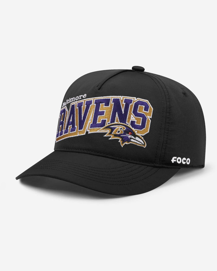 Baltimore Ravens Wavy Wordmark Poly Marquee RF Cap FOCO - FOCO.com
