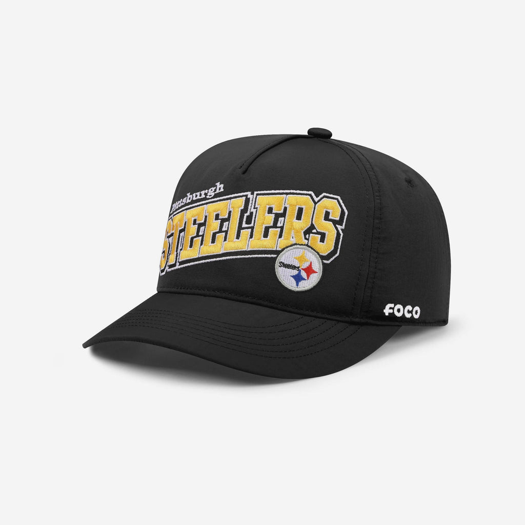 Pittsburgh Steelers Wavy Wordmark Poly Marquee RF Cap FOCO - FOCO.com