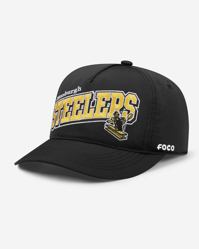Pittsburgh Steelers Retro Wavy Wordmark Poly Marquee RF Cap FOCO - FOCO.com
