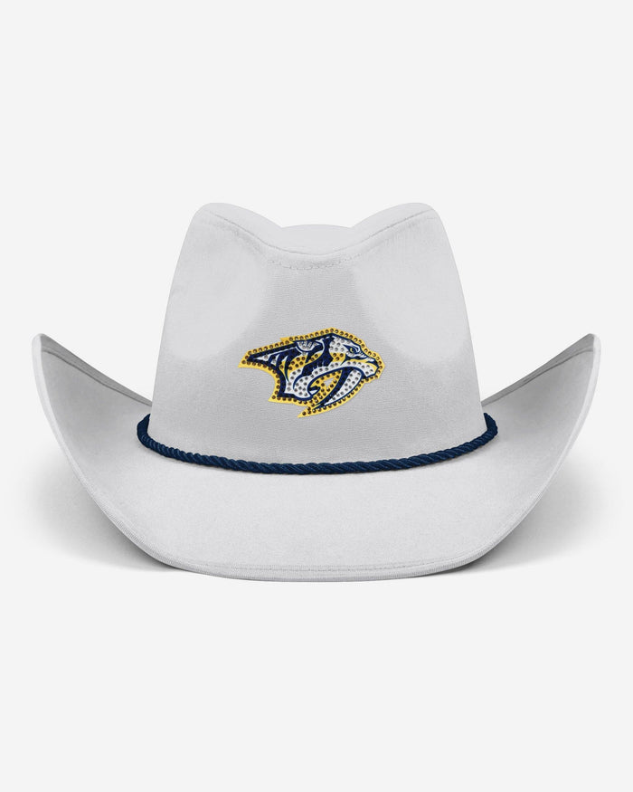 Nashville Predators White Rhinestone Logo Cowboy Hat FOCO - FOCO.com
