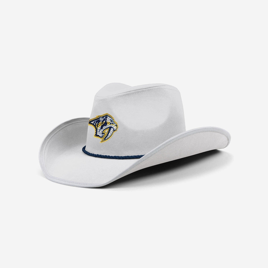 Nashville Predators White Rhinestone Logo Cowboy Hat FOCO - FOCO.com