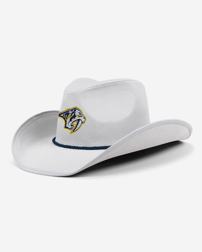 Nashville Predators White Rhinestone Logo Cowboy Hat FOCO - FOCO.com