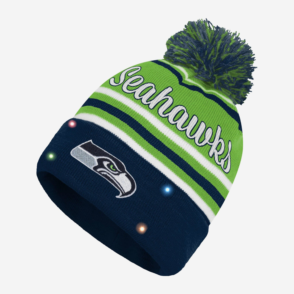 Seattle Seahawks Womens Wordmark Script Light Up Beanie FOCO - FOCO.com
