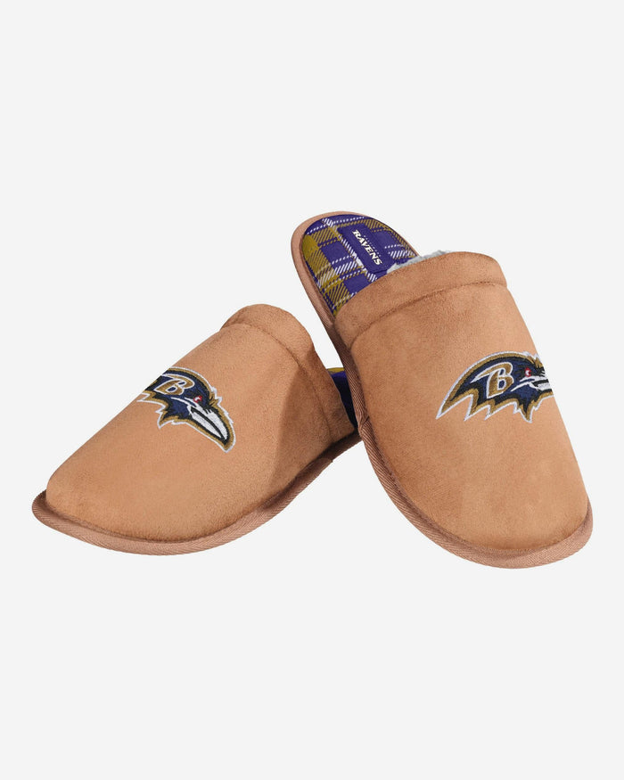 Baltimore Ravens Flannel Lined Brown Suede Scuff Slipper FOCO S - FOCO.com