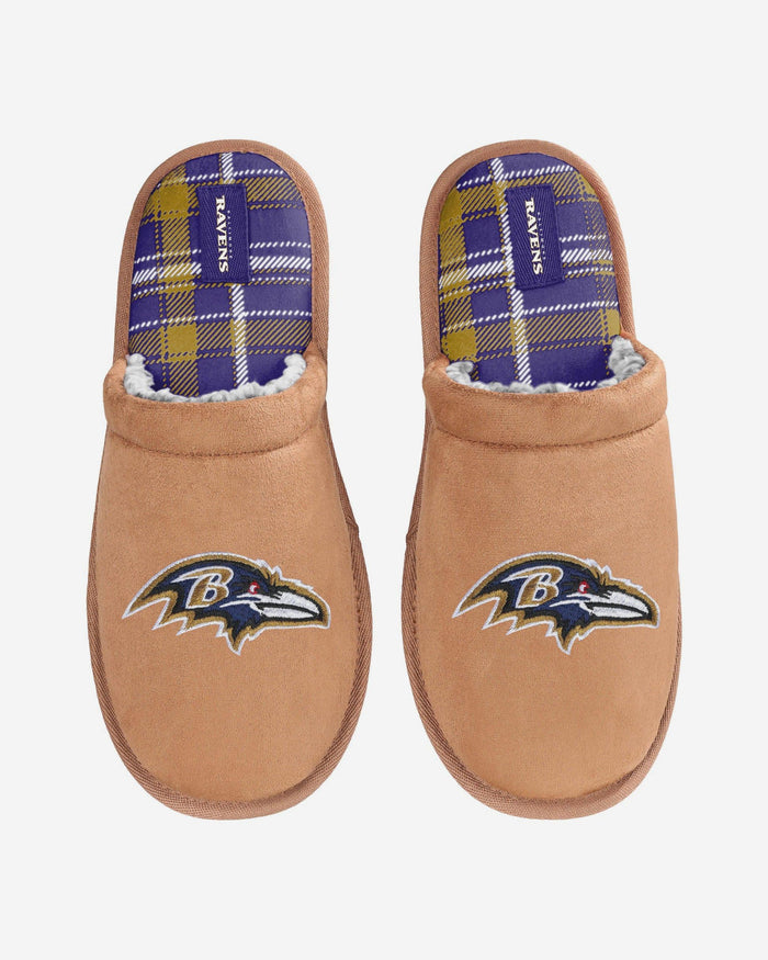 Baltimore Ravens Flannel Lined Brown Suede Scuff Slipper FOCO S - FOCO.com