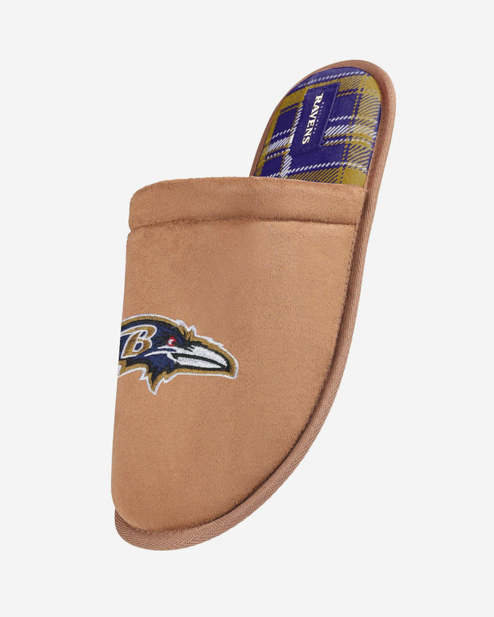 Baltimore Ravens Flannel Lined Brown Suede Scuff Slipper FOCO S - FOCO.com