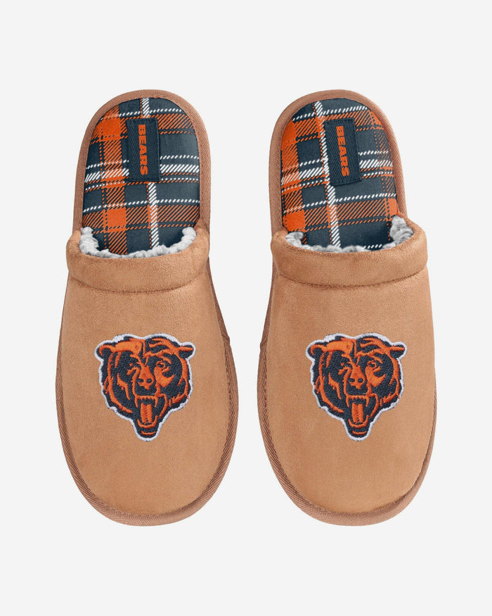 Chicago Bears Flannel Lined Brown Suede Scuff Slipper FOCO S - FOCO.com