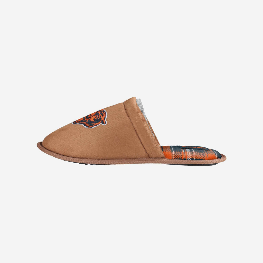 Chicago Bears Flannel Lined Brown Suede Scuff Slipper FOCO S - FOCO.com
