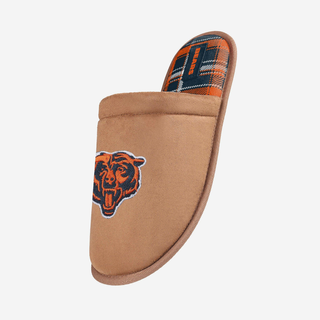 Chicago Bears Flannel Lined Brown Suede Scuff Slipper FOCO