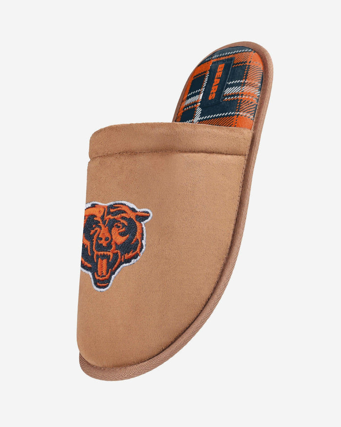 Chicago Bears Flannel Lined Brown Suede Scuff Slipper FOCO S - FOCO.com