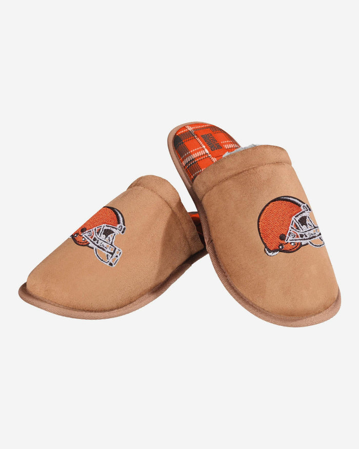 Cleveland Browns Flannel Lined Brown Suede Scuff Slipper FOCO S - FOCO.com