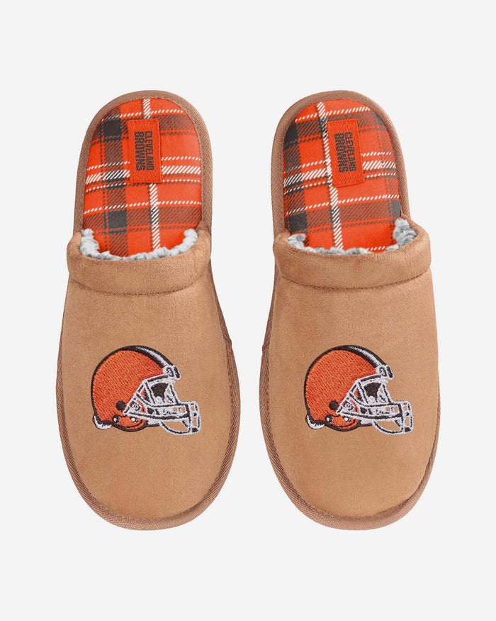 Cleveland Browns Flannel Lined Brown Suede Scuff Slipper FOCO S - FOCO.com