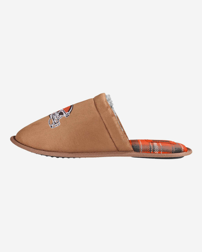 Cleveland Browns Flannel Lined Brown Suede Scuff Slipper FOCO S - FOCO.com