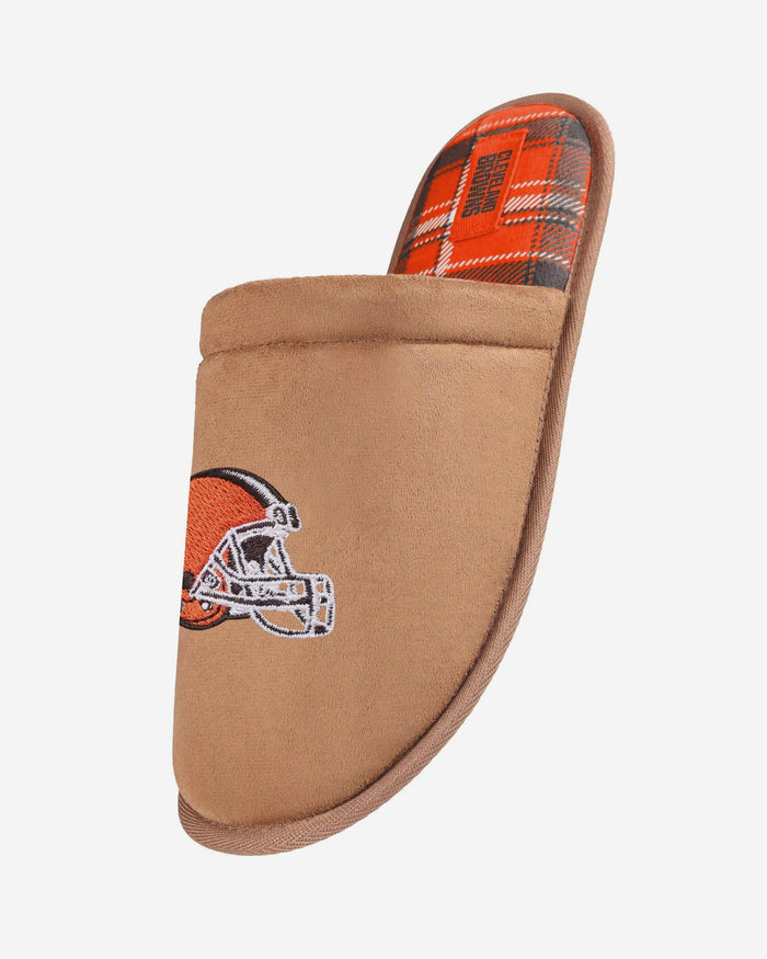 Cleveland Browns Flannel Lined Brown Suede Scuff Slipper FOCO S - FOCO.com