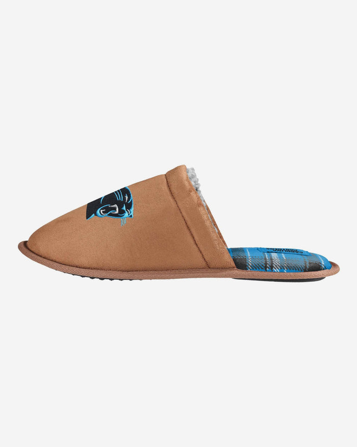 Carolina Panthers Flannel Lined Brown Suede Scuff Slipper FOCO S - FOCO.com