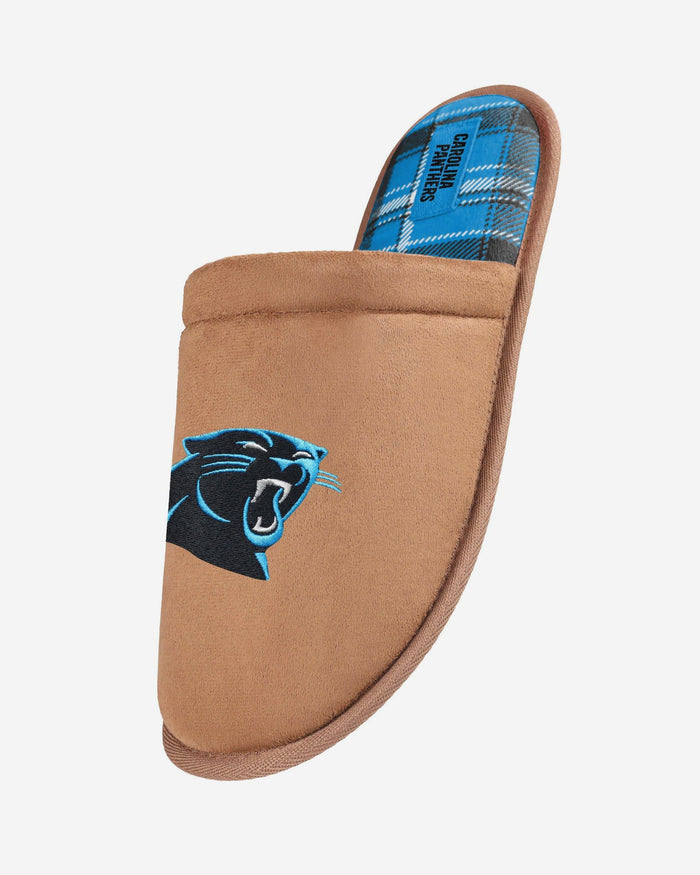 Carolina Panthers Flannel Lined Brown Suede Scuff Slipper FOCO S - FOCO.com