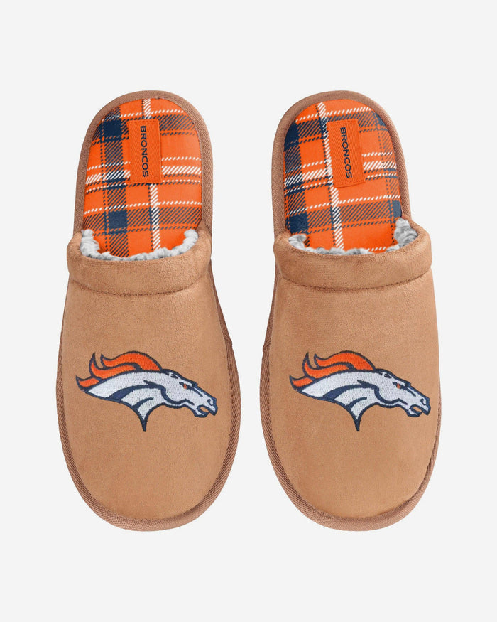 Denver Broncos Flannel Lined Brown Suede Scuff Slipper FOCO S - FOCO.com