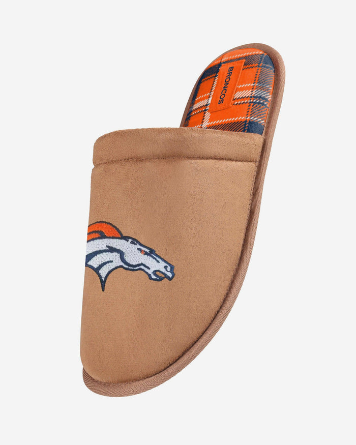 Denver Broncos Flannel Lined Brown Suede Scuff Slipper FOCO S - FOCO.com