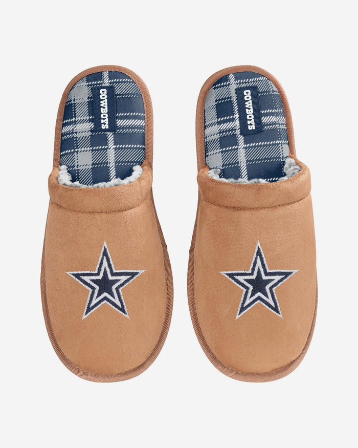 Dallas Cowboys Flannel Lined Brown Suede Scuff Slipper FOCO S - FOCO.com
