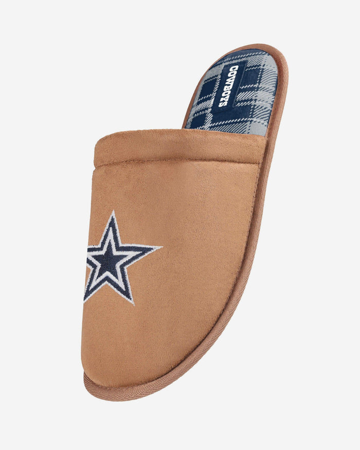 Dallas Cowboys Flannel Lined Brown Suede Scuff Slipper FOCO S - FOCO.com