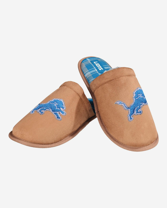 Detroit Lions Flannel Lined Brown Suede Scuff Slipper FOCO S - FOCO.com