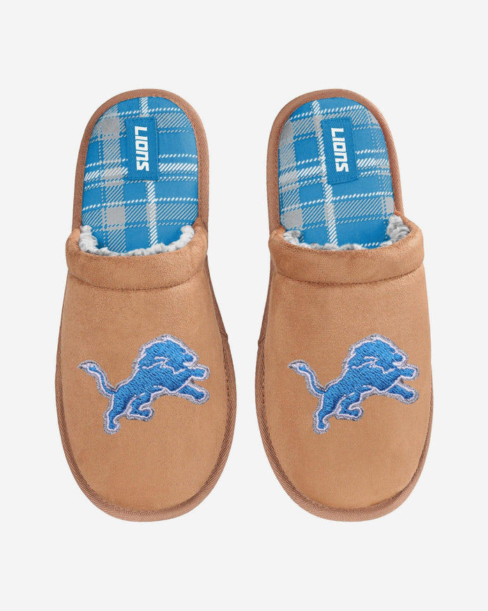 Detroit Lions Flannel Lined Brown Suede Scuff Slipper FOCO S - FOCO.com
