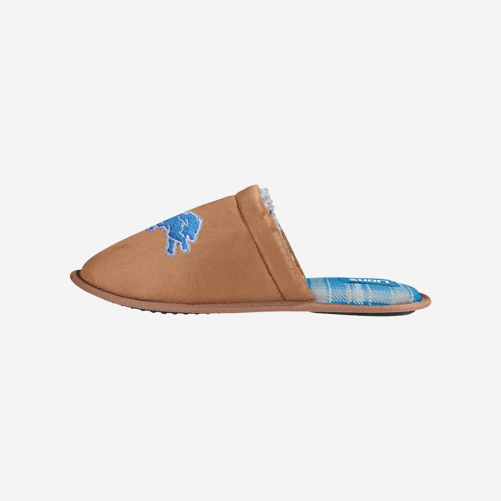 Detroit Lions Flannel Lined Brown Suede Scuff Slipper FOCO S - FOCO.com