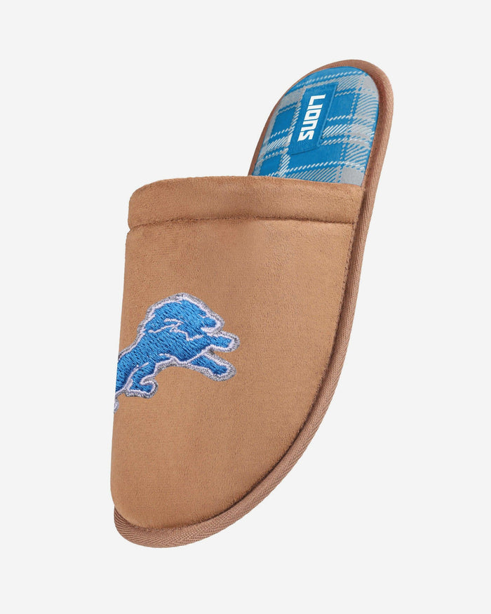 Detroit Lions Flannel Lined Brown Suede Scuff Slipper FOCO S - FOCO.com