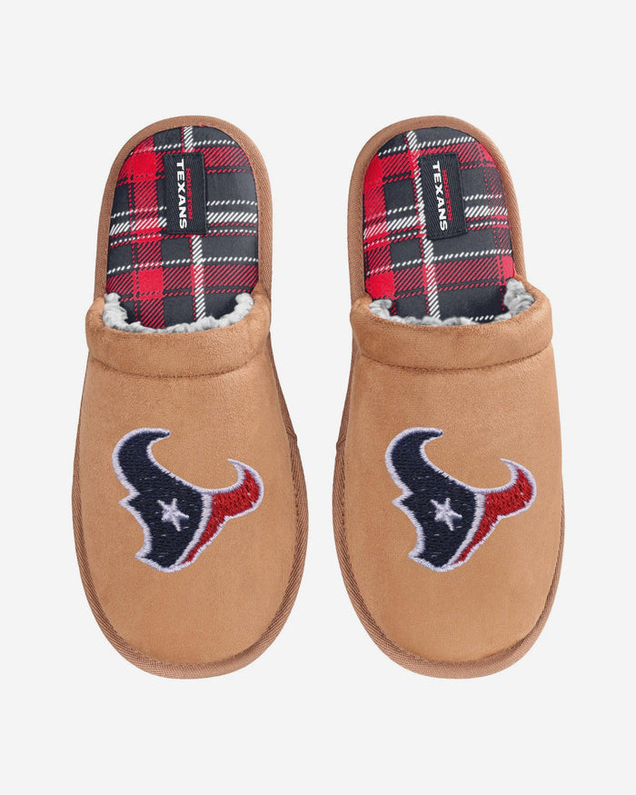 Houston Texans Flannel Lined Brown Suede Scuff Slipper FOCO S - FOCO.com