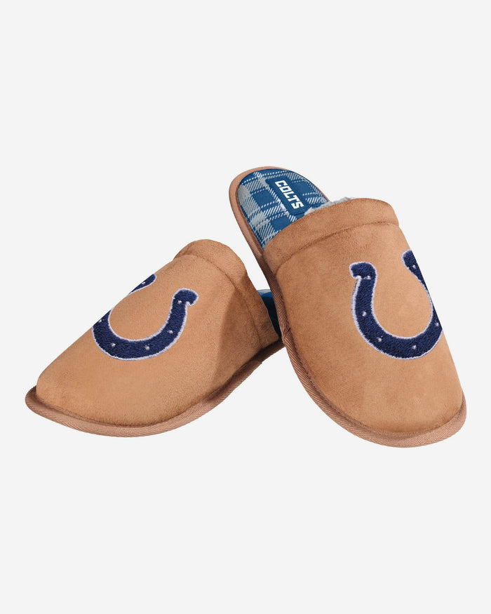 Indianapolis Colts Flannel Lined Brown Suede Scuff Slipper FOCO S - FOCO.com