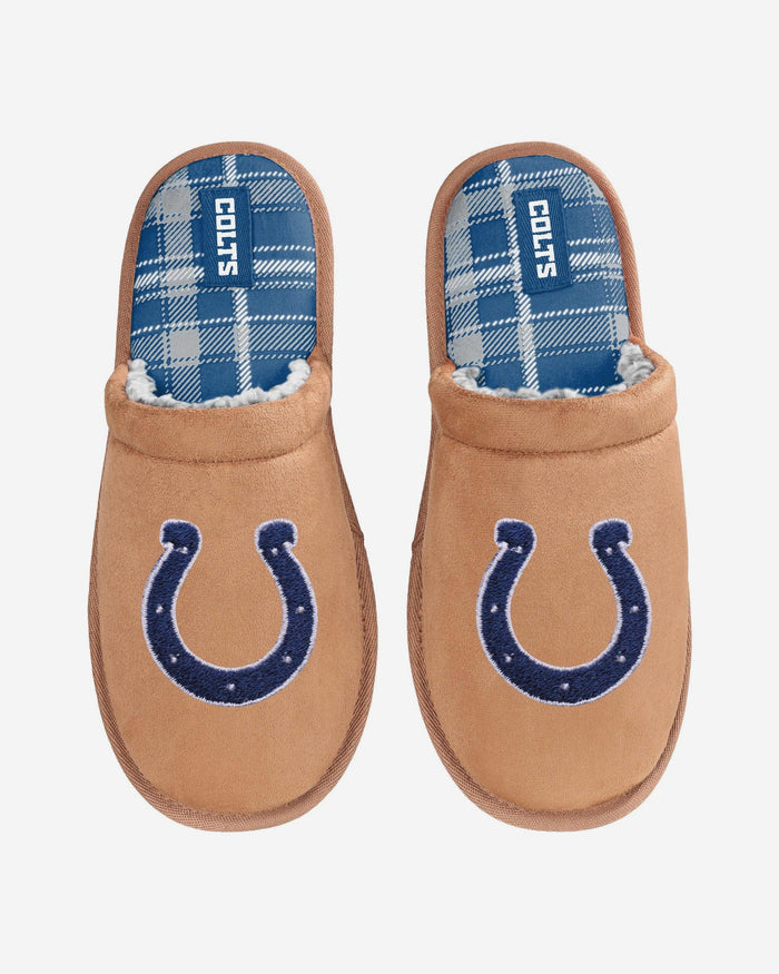 Indianapolis Colts Flannel Lined Brown Suede Scuff Slipper FOCO S - FOCO.com