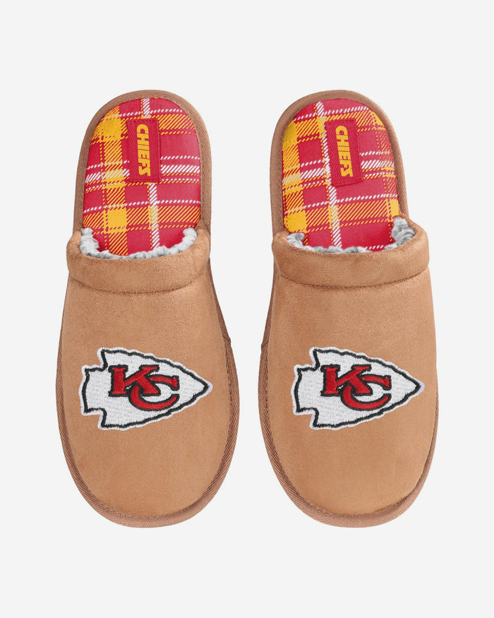 Kansas City Chiefs Flannel Lined Brown Suede Scuff Slipper FOCO S - FOCO.com