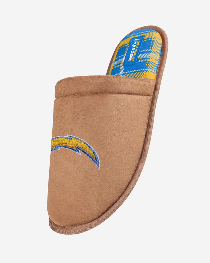 Los Angeles Chargers Flannel Lined Brown Suede Scuff Slipper FOCO S - FOCO.com