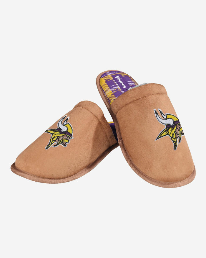 Minnesota Vikings Flannel Lined Brown Suede Scuff Slipper FOCO S - FOCO.com