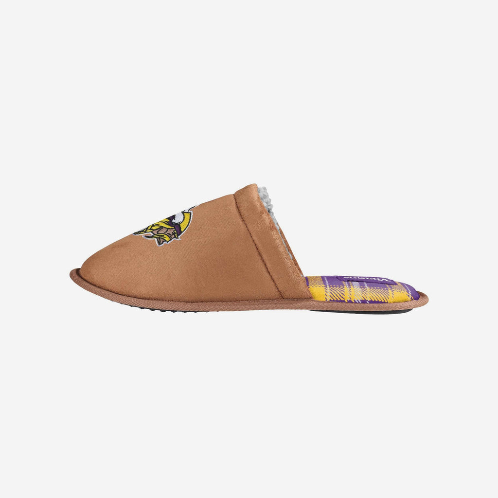 Minnesota Vikings Flannel Lined Brown Suede Scuff Slipper FOCO S - FOCO.com