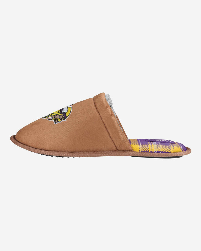 Minnesota Vikings Flannel Lined Brown Suede Scuff Slipper FOCO S - FOCO.com