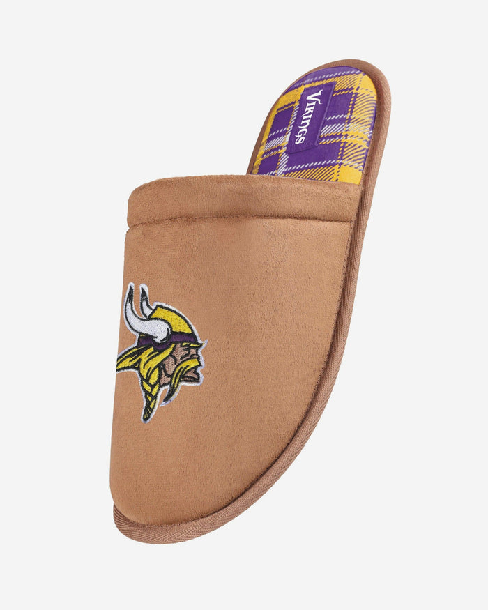 Minnesota Vikings Flannel Lined Brown Suede Scuff Slipper FOCO S - FOCO.com