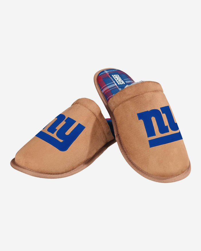 New York Giants Flannel Lined Brown Suede Scuff Slipper FOCO S - FOCO.com